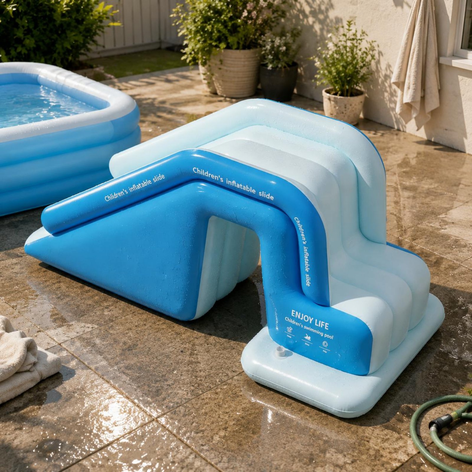 Kids Outdoor Water Slide - Toboggan gonflable pliable pour piscine, parc
