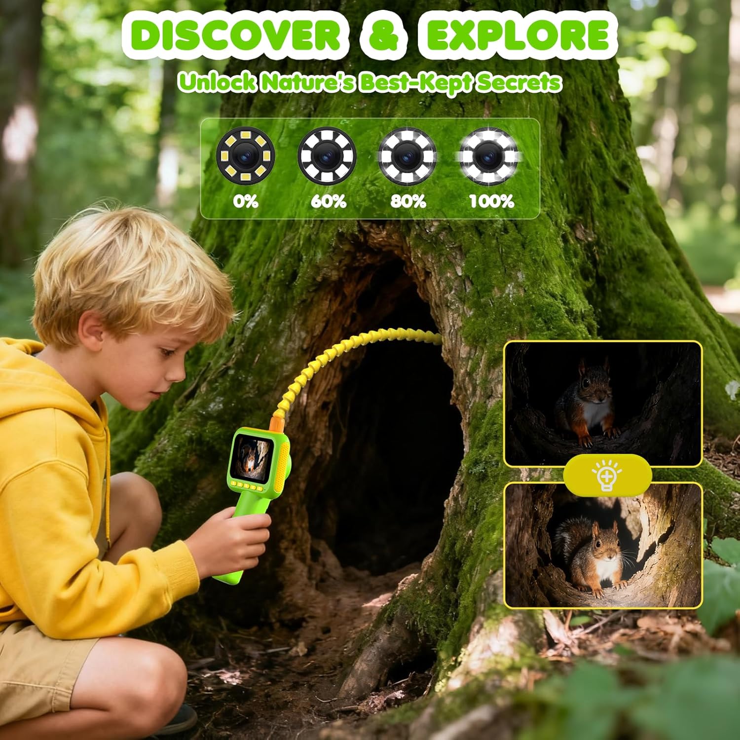 Kids Outdoor Lights - Endoscope pour enfants, caméra serpentine avec